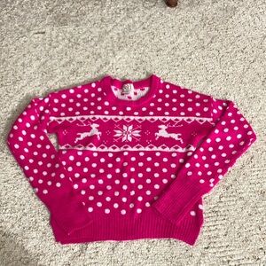 Pink Reindeer Pattern Sweater